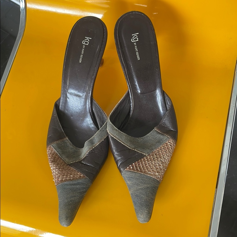 Kurt Geiger Brown Pointed-Toe Slip-On Heels
